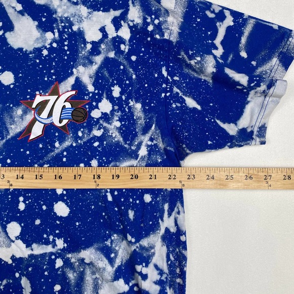 76ERS NBA Women's Size XL Custom Reverse Tie Dye Cropped Short Sleeve Tee Shirt - Picture 4 of 7